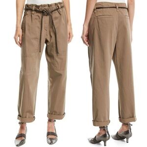 Brunello Cucinelli‎ Italian Paperbag Brown Belted Trouser Pants Size 2